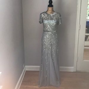 Blue/gray dress with silver beading.